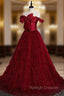 Burgundy Tulle Off the Shoulder Pleats Bow Prom Dress