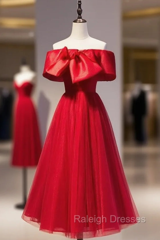 Burgundy Tulle Off the Shoulder Short Prom Dress