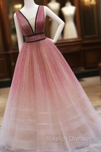 Burgundy V Neck Tulle Long Prom Dress Burgundy Long Evening Dress