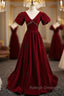 Burgundy Velvet Deep V-neck Backless Crystal Prom Dress