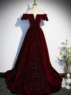 Burgundy Velvet Long Prom Dresses Burgundy Long Prom Dresses