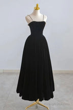 Burgundy Velvet Tea Length Prom Dress, Burgundy Evening Dress