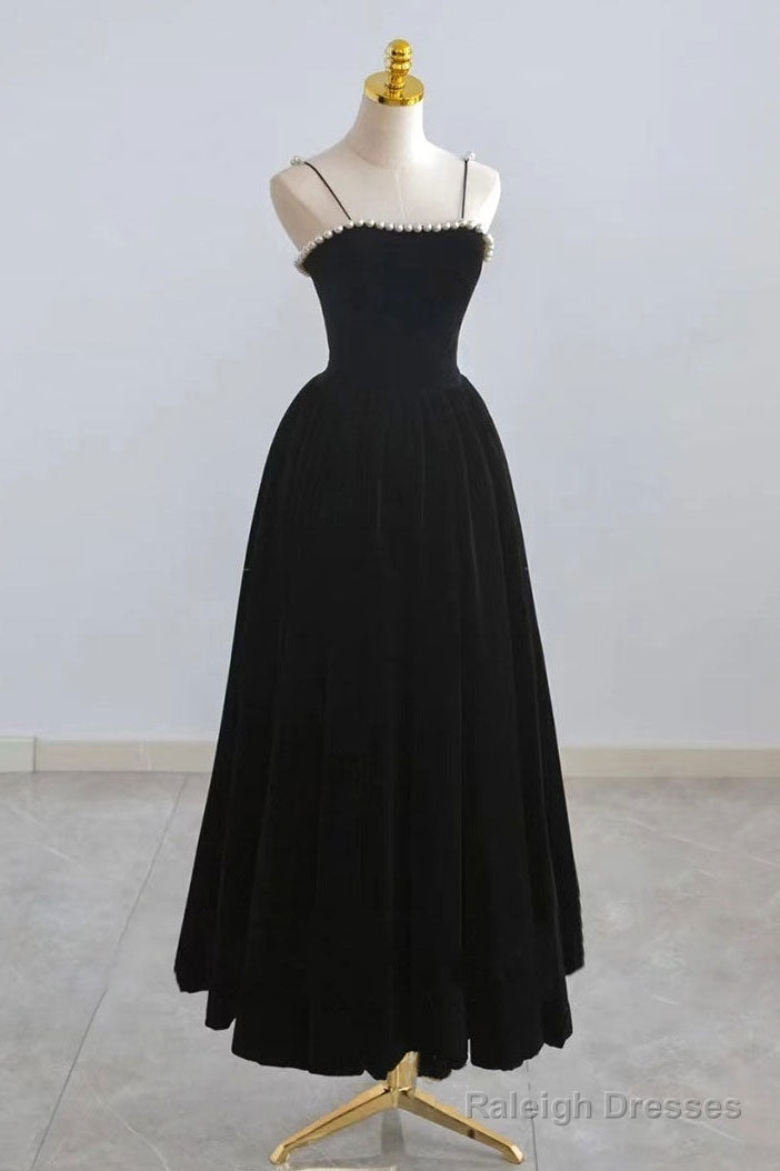 Burgundy Velvet Tea Length Prom Dress, Burgundy Evening Dress