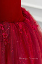 Burgundy Velvet Tulle Floor Length Prom Dress, Lovely Evening Party Dress