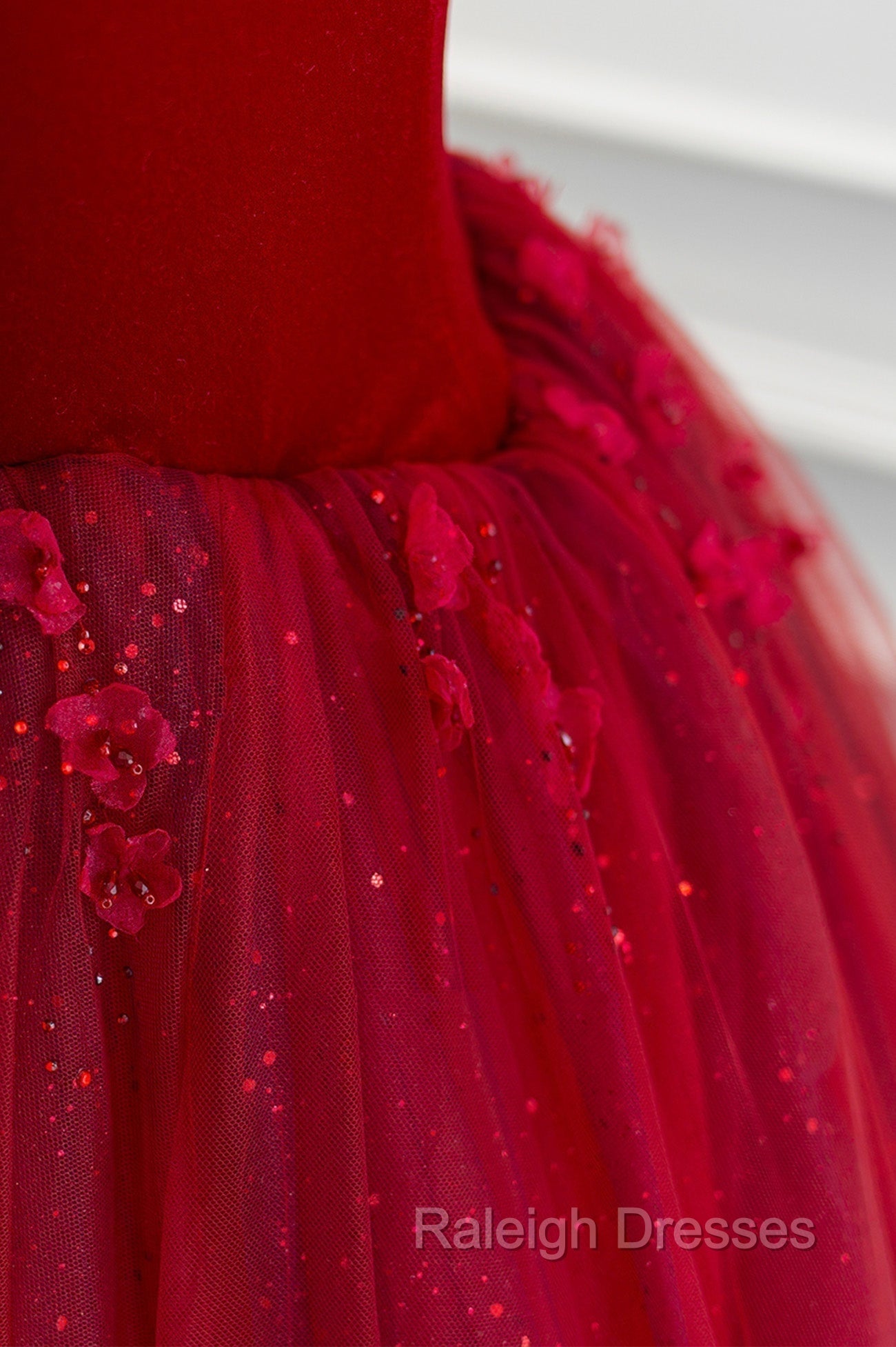 Burgundy Velvet Tulle Floor Length Prom Dress, Lovely Evening Party Dress