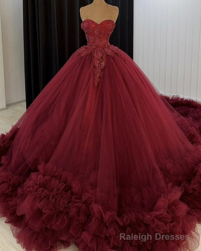Burgundy Wedding Dress Sweetheart Ball Gowns Main image