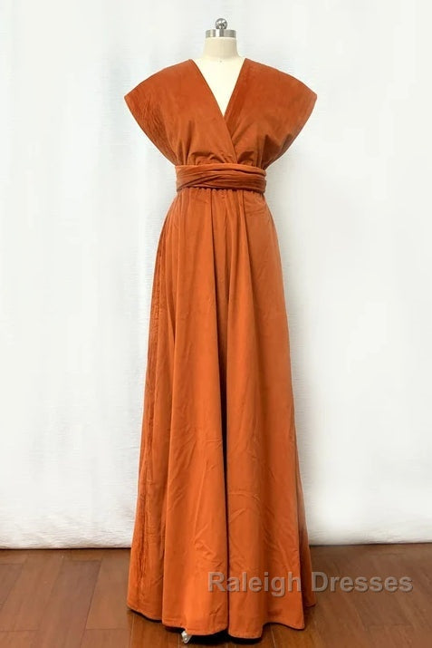 Burnt Orange Satin Multi-Way Bridesmaid Dresses