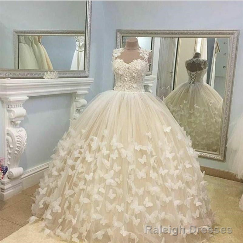 Butterfly Wedding Dress Ball Gown Lace Cap Sleeves Secondary image