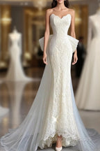 Buyishang Wedding Dresses A-Line Notch lapel collar Long Sleeve Court Train Satin Bridal Gowns With Solid Color