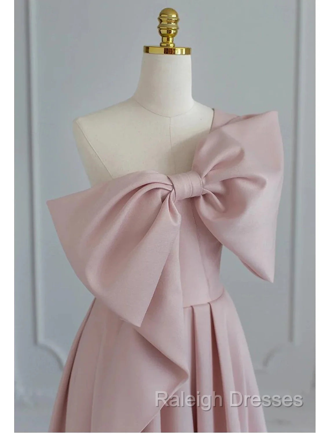Buyishang Wedding Dresses A Line One Shoulder Sleeveless Floor Length Taffeta Bridal Gown With Bow(s)