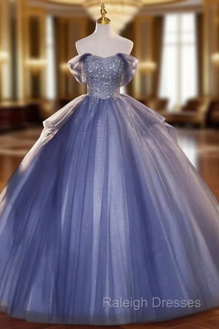 Buyishang Wedding Dresses Ball Gown Off Shoulder Short Sleeve Floor Length Organza Bridal Gowns With Beading Main image