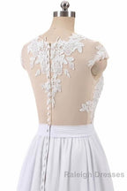 Cap Sleeve Appliques Chiffon A-line Wedding Dress