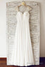 Cap Sleeve Floor Length Chiffon Pleated Wedding Dress With Beading