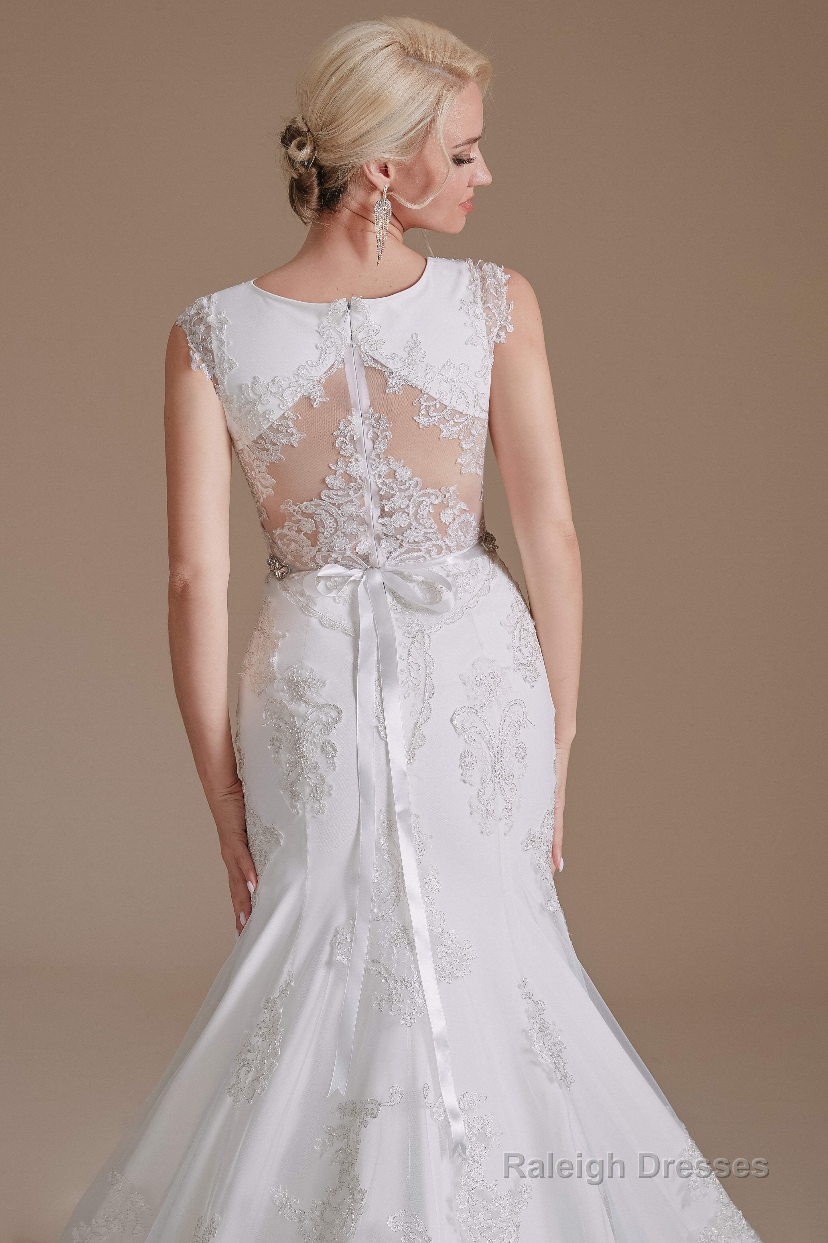 Cap Sleeve Sparkle Beaded Lace Appliques Gown Bow Sash Train Wedding dresses Secondary image