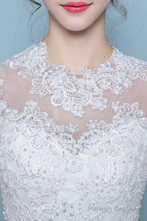 Cap Sleeves Floor-Length Court Train Wedding Dresses With Beading