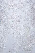 Cap Sleeves Floor-Length Court Train Wedding Dresses With Beading