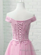 Cap Sleeves Short Pink Lace Prom Dresses, Short Pink Lace Formal Bridesmaid Dresses