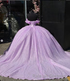 Carine | Glitter Off The Shoulder Pink Ball Gown Quinceanera Dresses