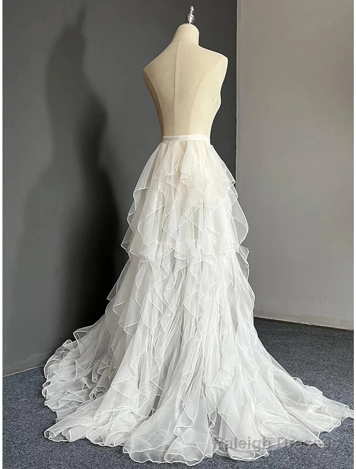 Casual Wedding Dress A-Line Separates Separates Court Train Tulle Overskirts Bridal Gown With Solid Color