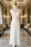 Casual White Spaghetti Straps Wedding Dress