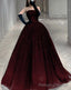 Gorgeous Black and Red Tulle Shiny Tulle Long Evening Dress, Black and Red Formal Gown