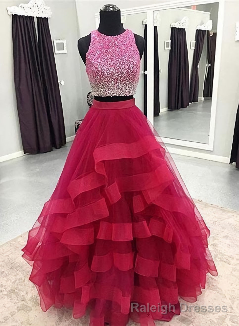 Two Pieces Prom Dress, Long Dress, Back To Schoold Party Gown