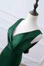 Prom Dress, Green Matte Satin V Neck Mermaid Unique Design Prom Dress