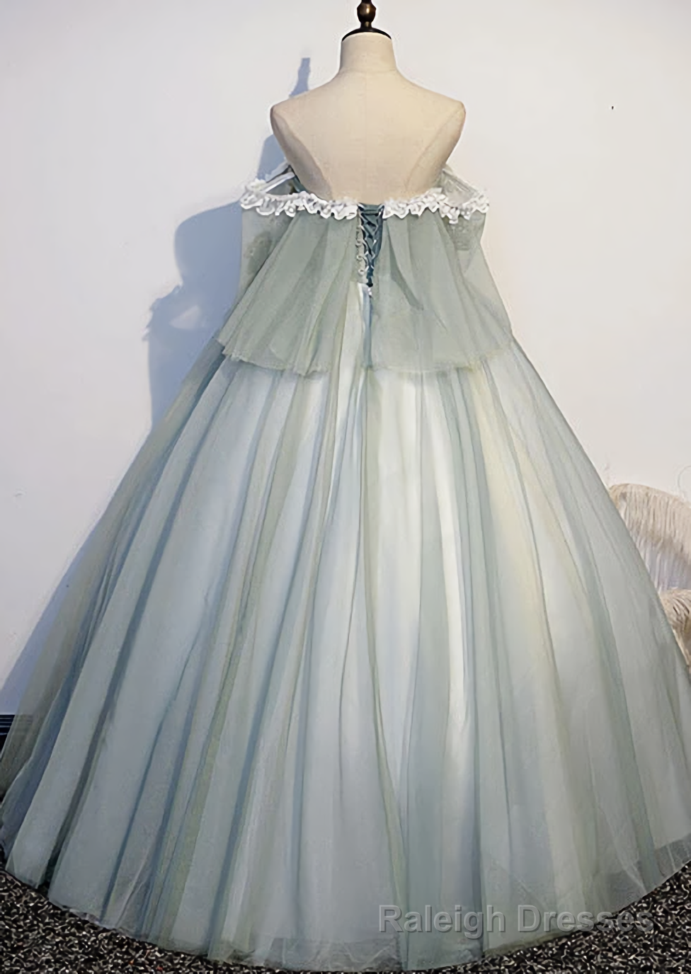 Green Tulle Lace Long Prom Dress, Green Tulle Lace Formal Dress Secondary image