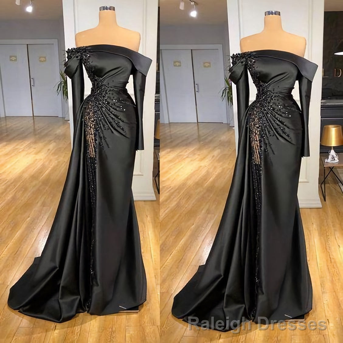 Modest Evening Dresses, Black Evening Dress, Prom Dress Main image