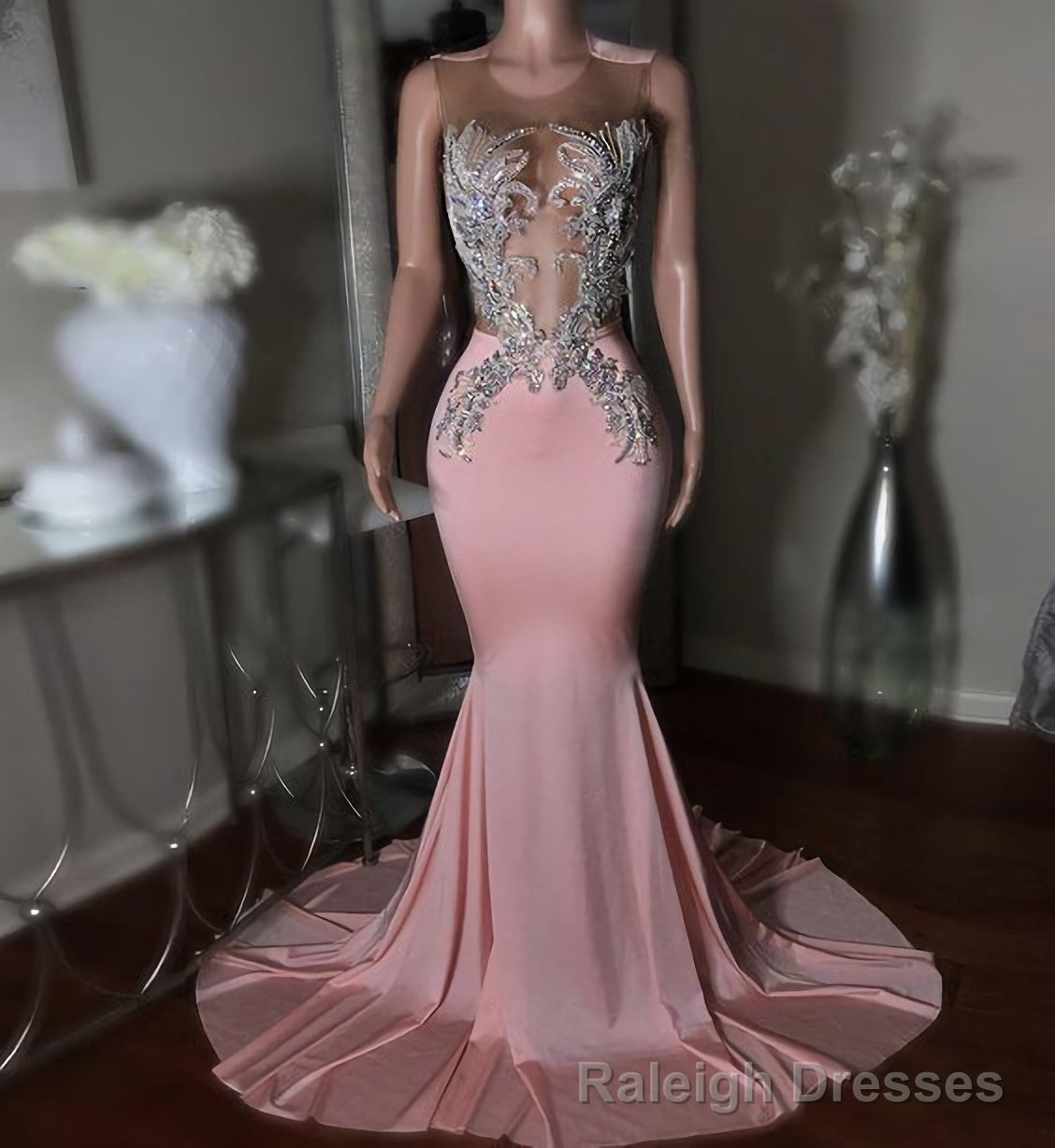 Pink Long Prom Dress, Mermaid Evening Dress Main image