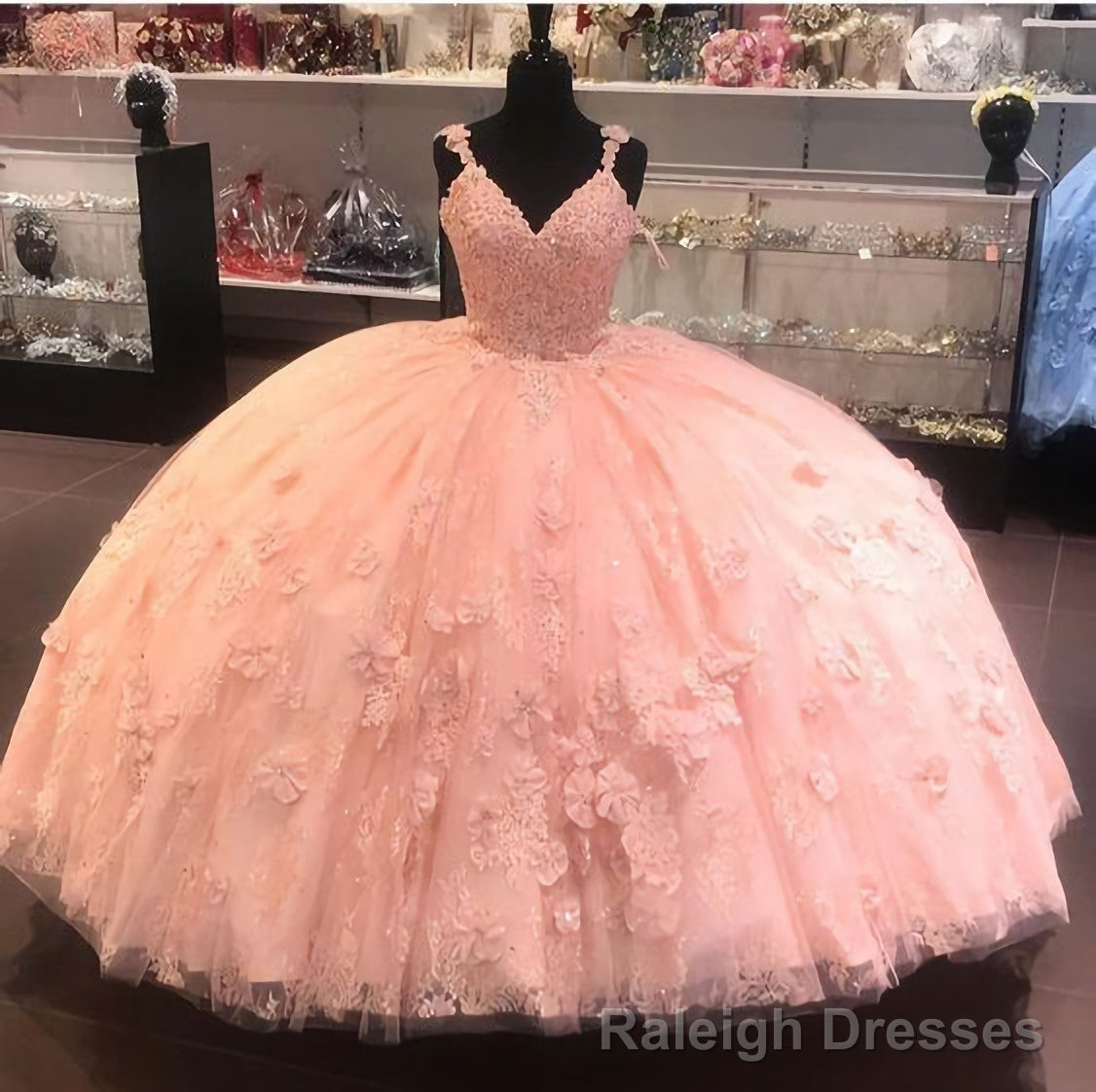 Pink Long Prom Dress, Ball Gown Prom Dresses