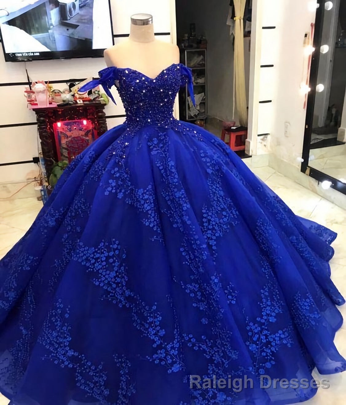 Long Blue Ball Gown Evening Dress, Prom Dress Main image