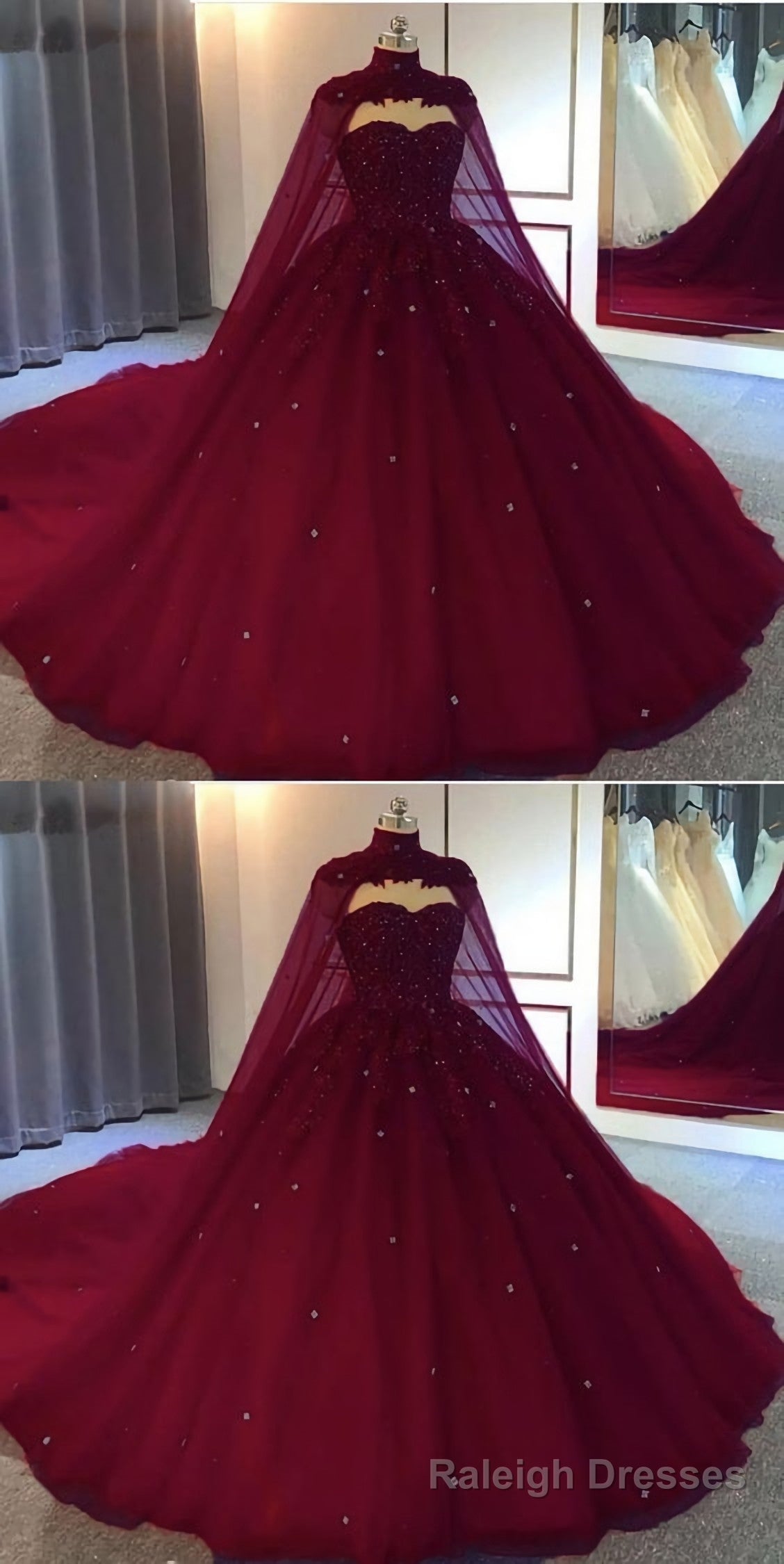 Burgundy Ball Gown Wedding Dresstulle Prom Dresses Main image