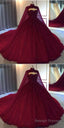 Burgundy Ball Gown Wedding Dresstulle Prom Dresses