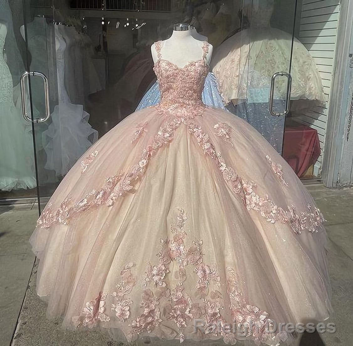 Baby Pink Quinceanera Dress, Elegant Prom Dresses, Long Evening Dress