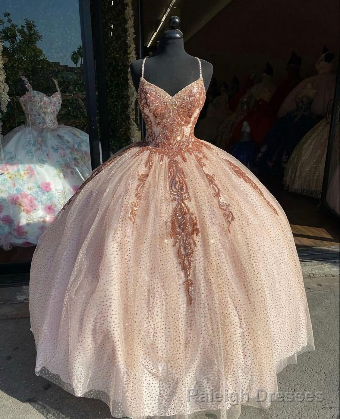 Long Prom Dresses, Lace Appliques Sweet 16 Dresses Main image
