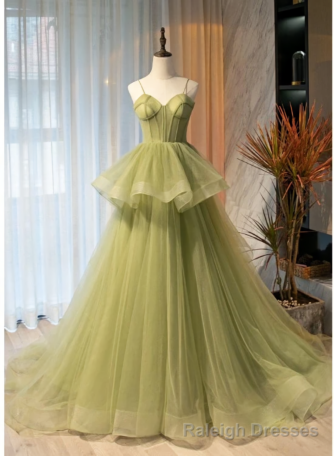 Beautiful Light Green Sweetheart Layers Princess Formal Gown Green Tulle Long Party Dress, Prom Dress Secondary image