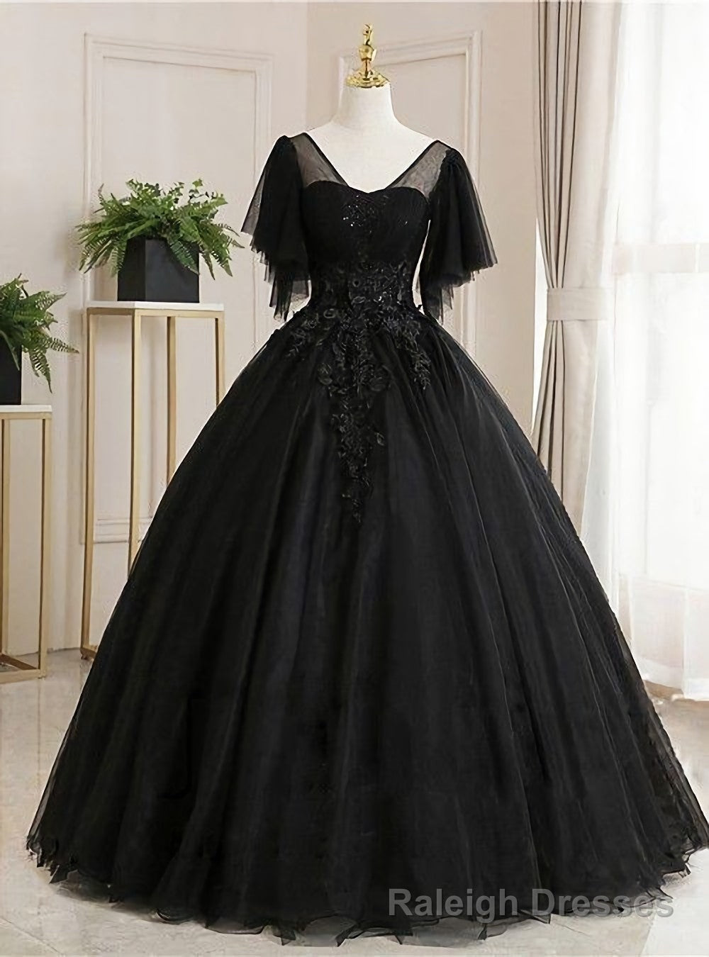 Scoop Neck Half Sleeve Floor-length Dress With Bow Mulberry main image 1