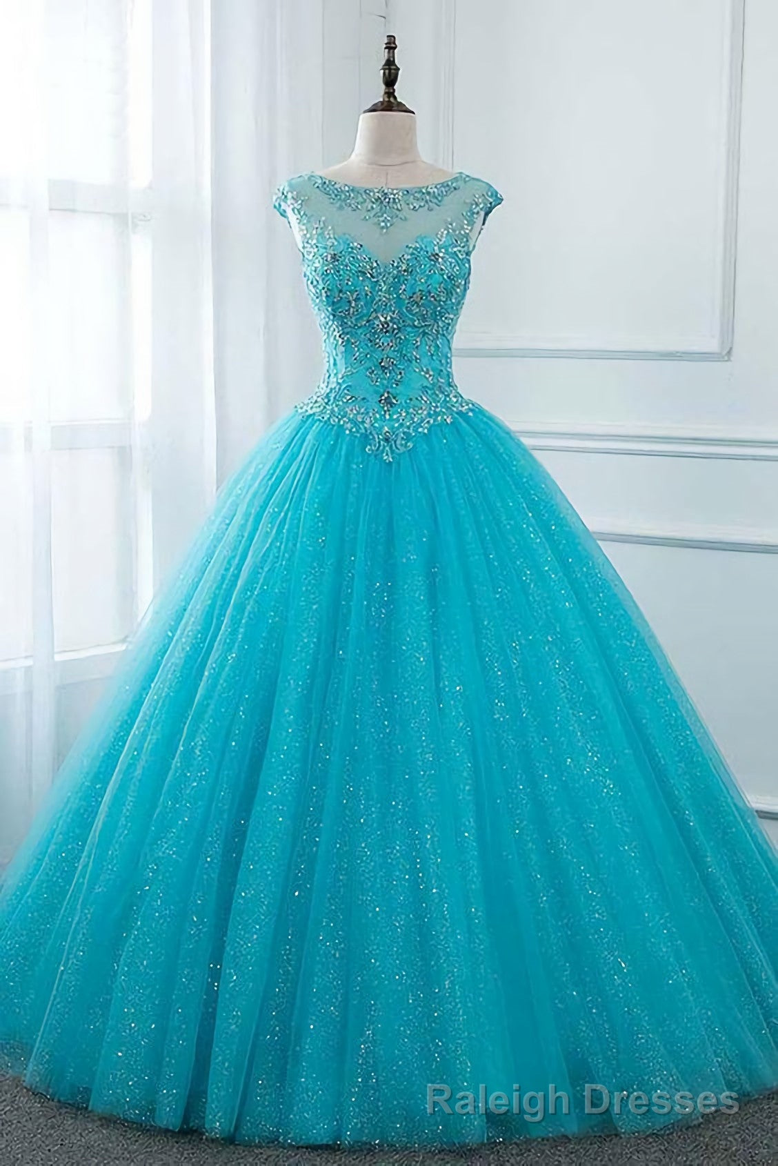 Elegant Long Ball Gown Quinceanera Dresses, Beaded Corset Prom Gown Main image