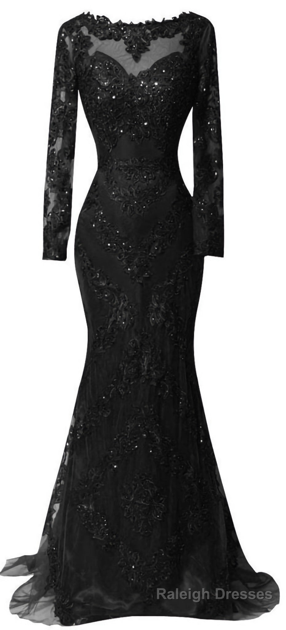 Custom Long Sleeves Prom Dress, Charming Beading Prom Dress, Lace Mermaid Prom Dress