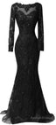 Custom Long Sleeves Prom Dress, Charming Beading Prom Dress, Lace Mermaid Prom Dress