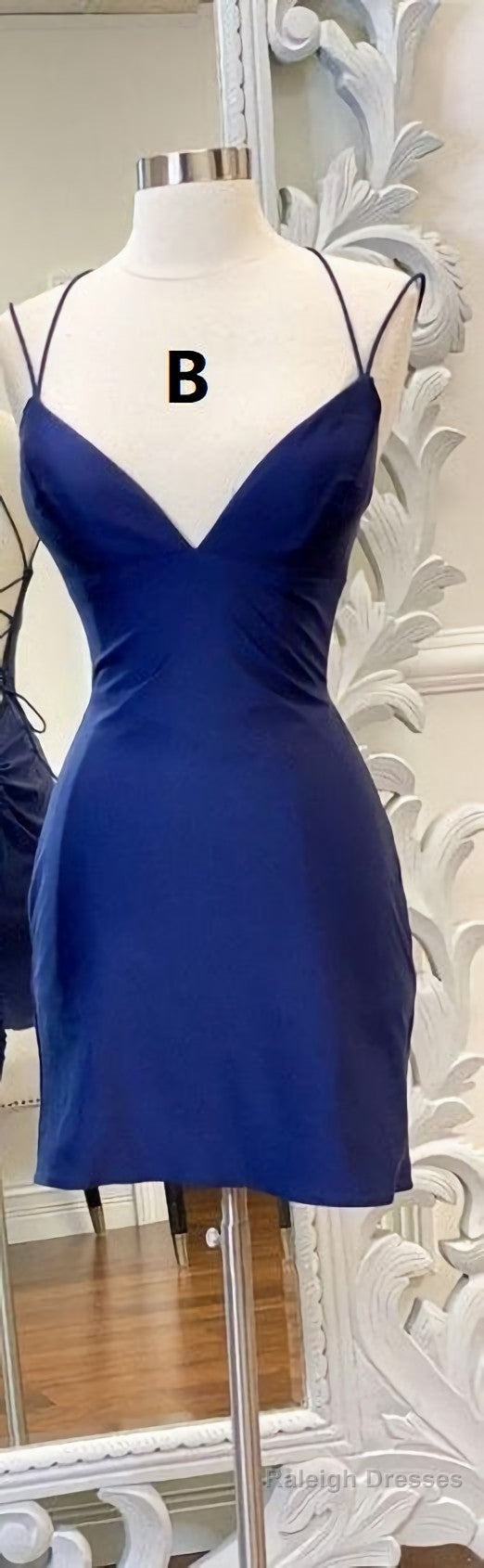 Sexy Straps Sheath Short Homecoming Dress, Lace Backless
