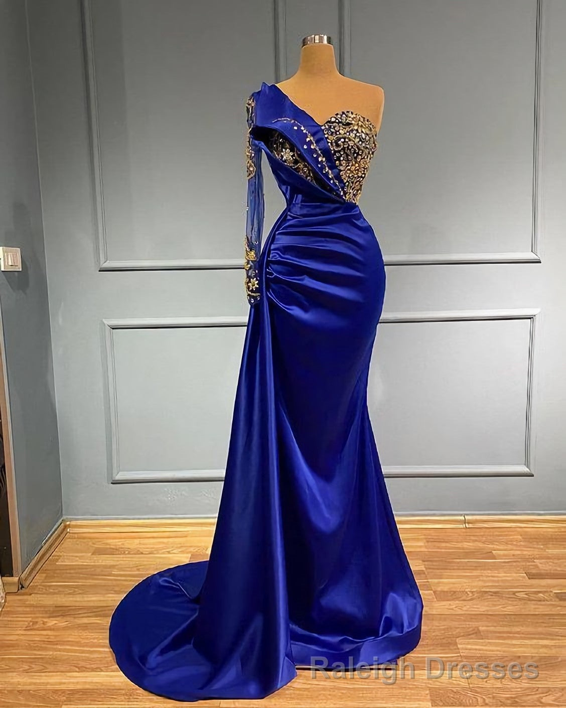 Blue Long Mermaid Evening Gowns Long Prom Dress Main image