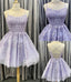 Purple Tulle Lace Short A Line Homecoming Dress, Prom Dress