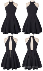 O Neck A Line Homecoming Dress, Sleeveless Chiffon Short Party Dress