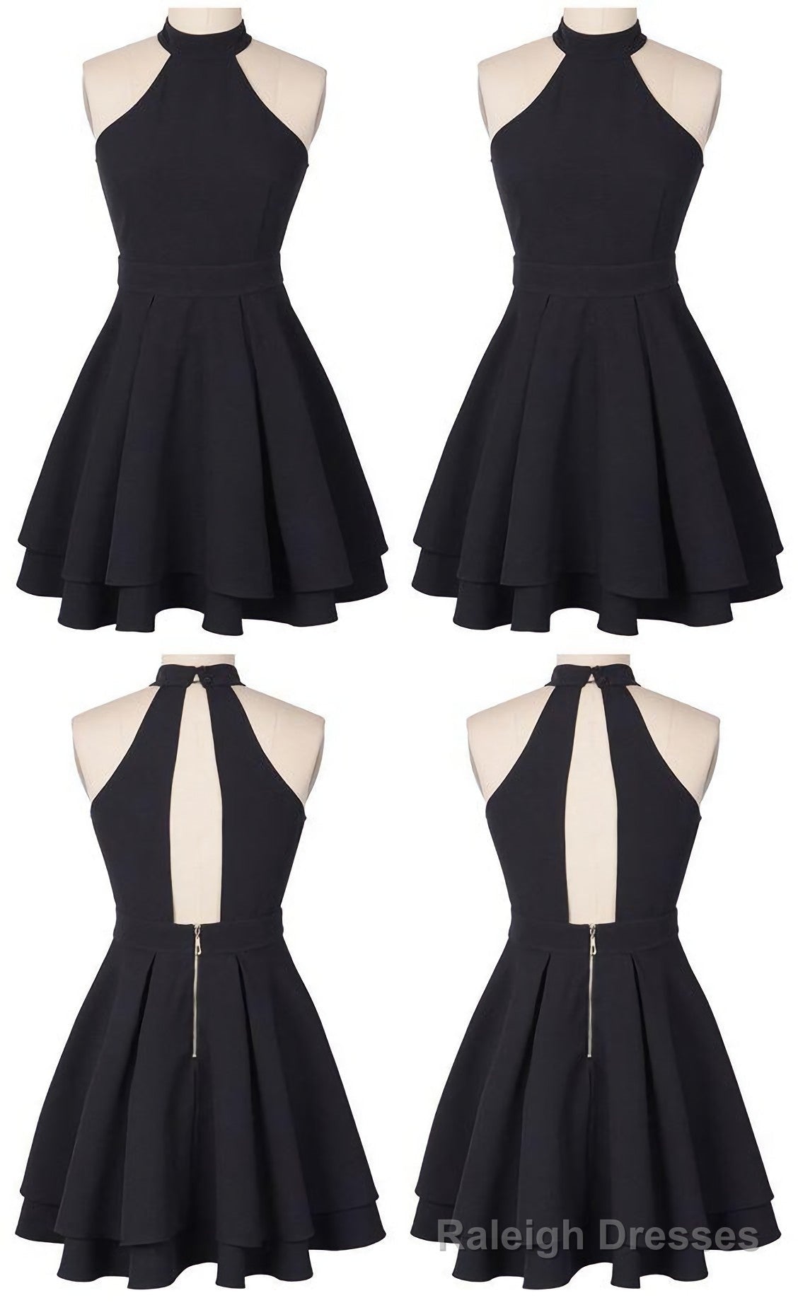 O Neck A Line Homecoming Dress, Sleeveless Chiffon Short Prom Dress Main image