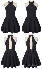 O Neck A Line Homecoming Dress, Sleeveless Chiffon Short Prom Dress