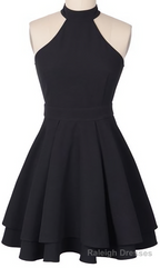 O Neck A Line Homecoming Dress, Sleeveless Chiffon Short Party Dress