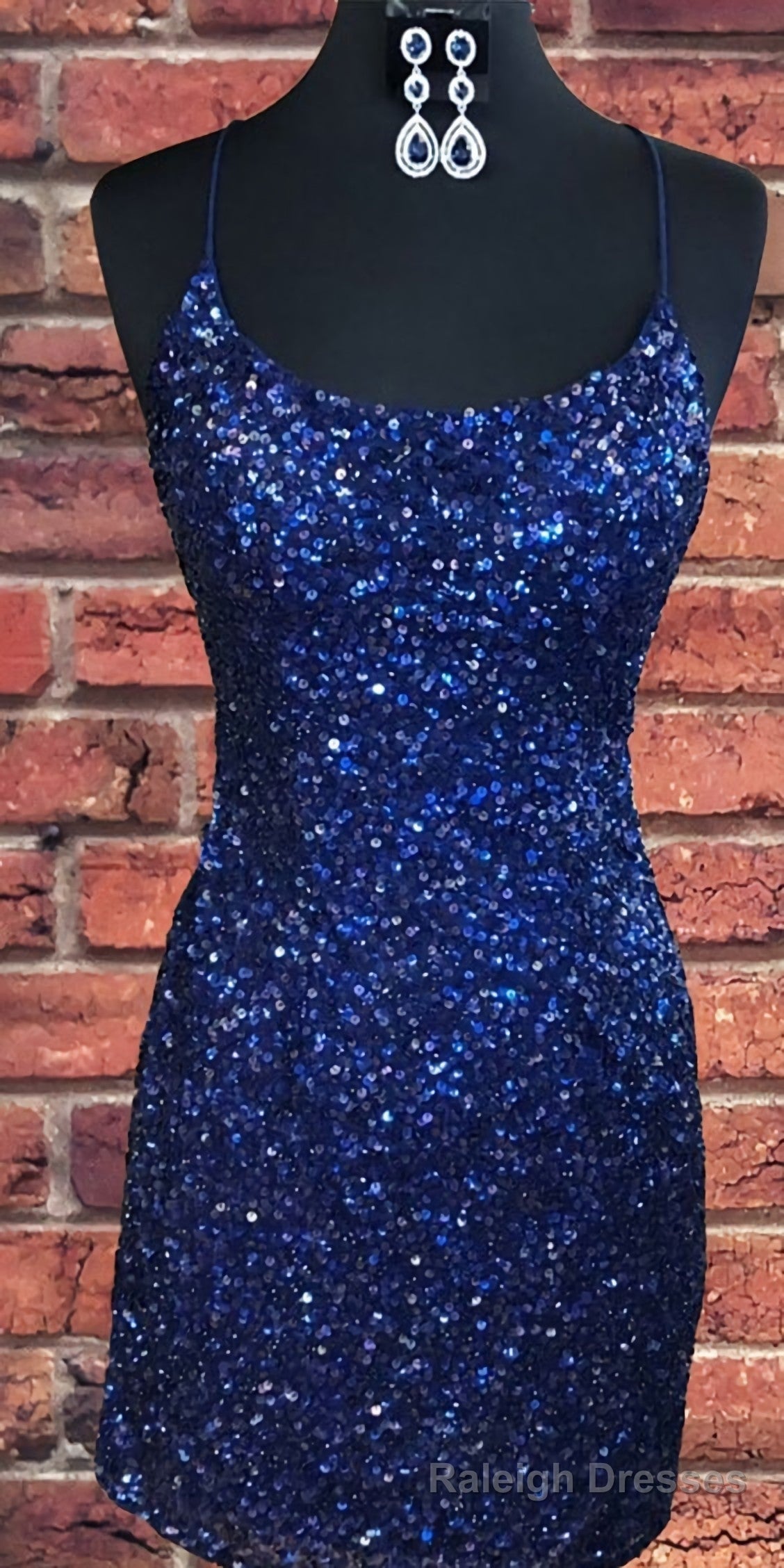 Sparkly Sequin Royal Blue Sheath Homecoming Dress Secondary image