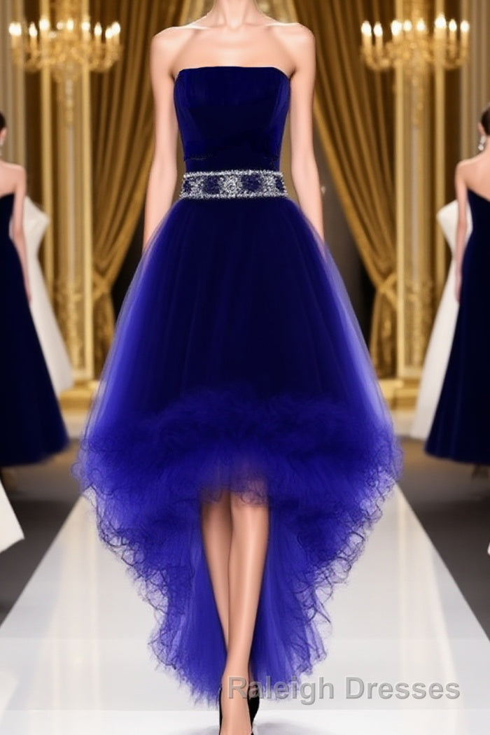 Wine Red Homecoming Dress, Burgundy High Low Party Dress with Beadings